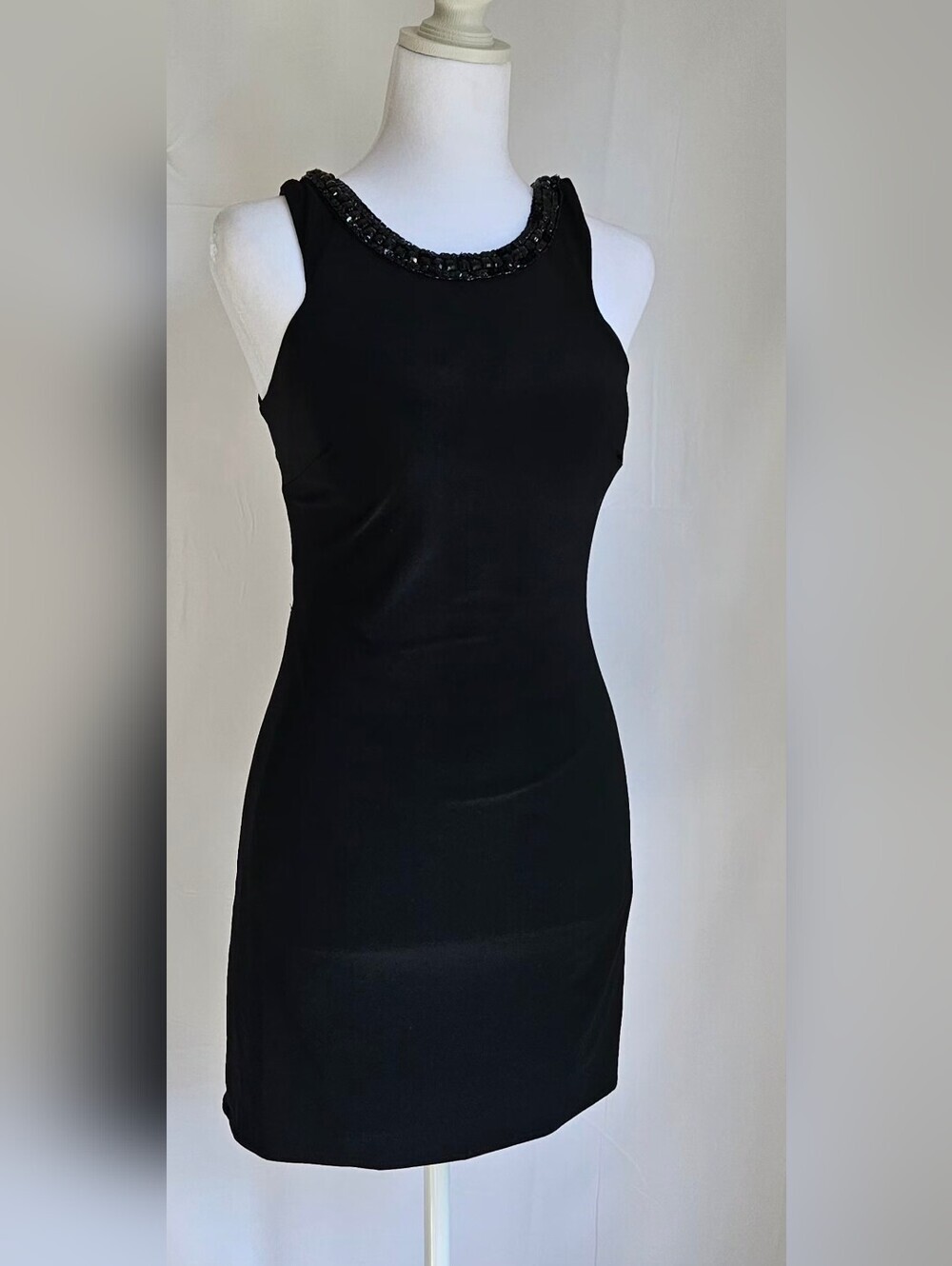 Josh & Jazz Black Embellished Bodycon Dress Strappy Open Back Mini Dress Size 2 - Picture 2 of 12